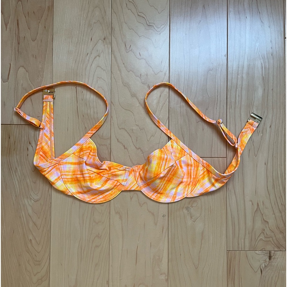 kulani kinis underwire orange, yellow, +white bikini top NWOT